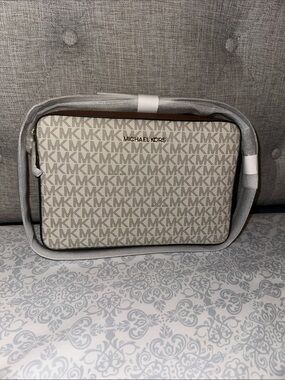 Michael Kors Cream/Tan MK Logo Crossbody Shoulder Bag